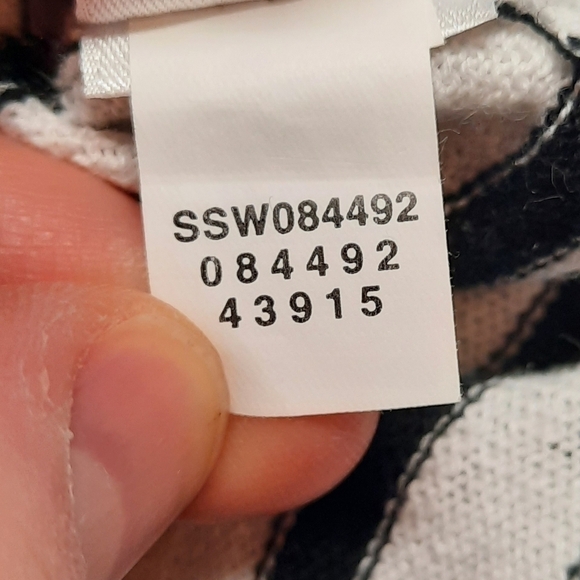 J. Jill (XL Petite) Striped Linen Blend Sweater with Contrast Pocket Black White - Picture 6 of 7